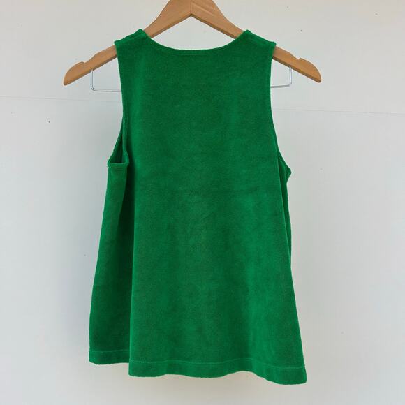 ME+EM 3 Piece Set Toweling Wide Leg Cropped Green Sweatpants Tank Polo 4 Cotton - Picture 6 of 15